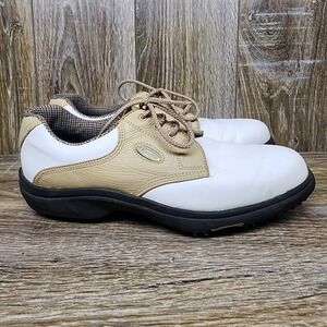 FootJoy eComfort Women Golf Shoes 98597 Size 8.5 M White‎ Tan EUC